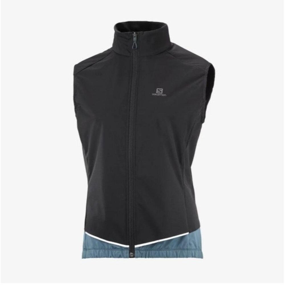 Salomon XC Ski Vest Light Shell Size XS Black Full Zip Windbreaker Breathable